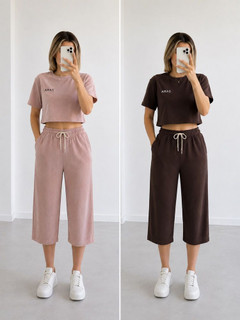 ست وارداتی ZARA مدل کلارا | ۲ تکه کراپ شلوار ترند پینترستی – کیفیت عالی، عروسکی
