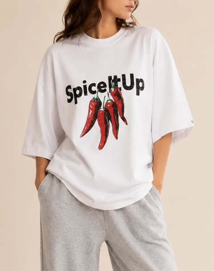 تیشرت پینترستی فلفل spice it up ترند سال زنانه دخترانه کد 99