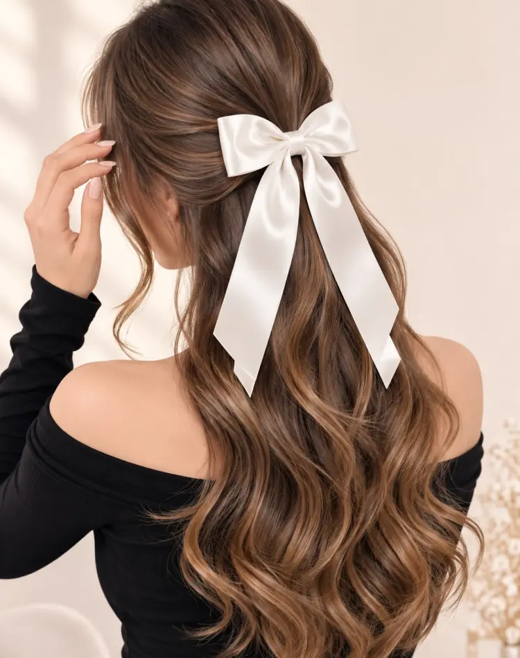 خرید گلسر پاپیونی بلند پینترستی پینکی گرل - ترند موی زنانه و شیک کد 122
