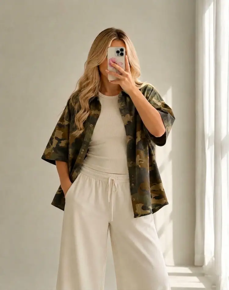 ست 2 عددی کراپ و شومیز چریکی اصل ZARA بمب فروش- زنانه کد 1225